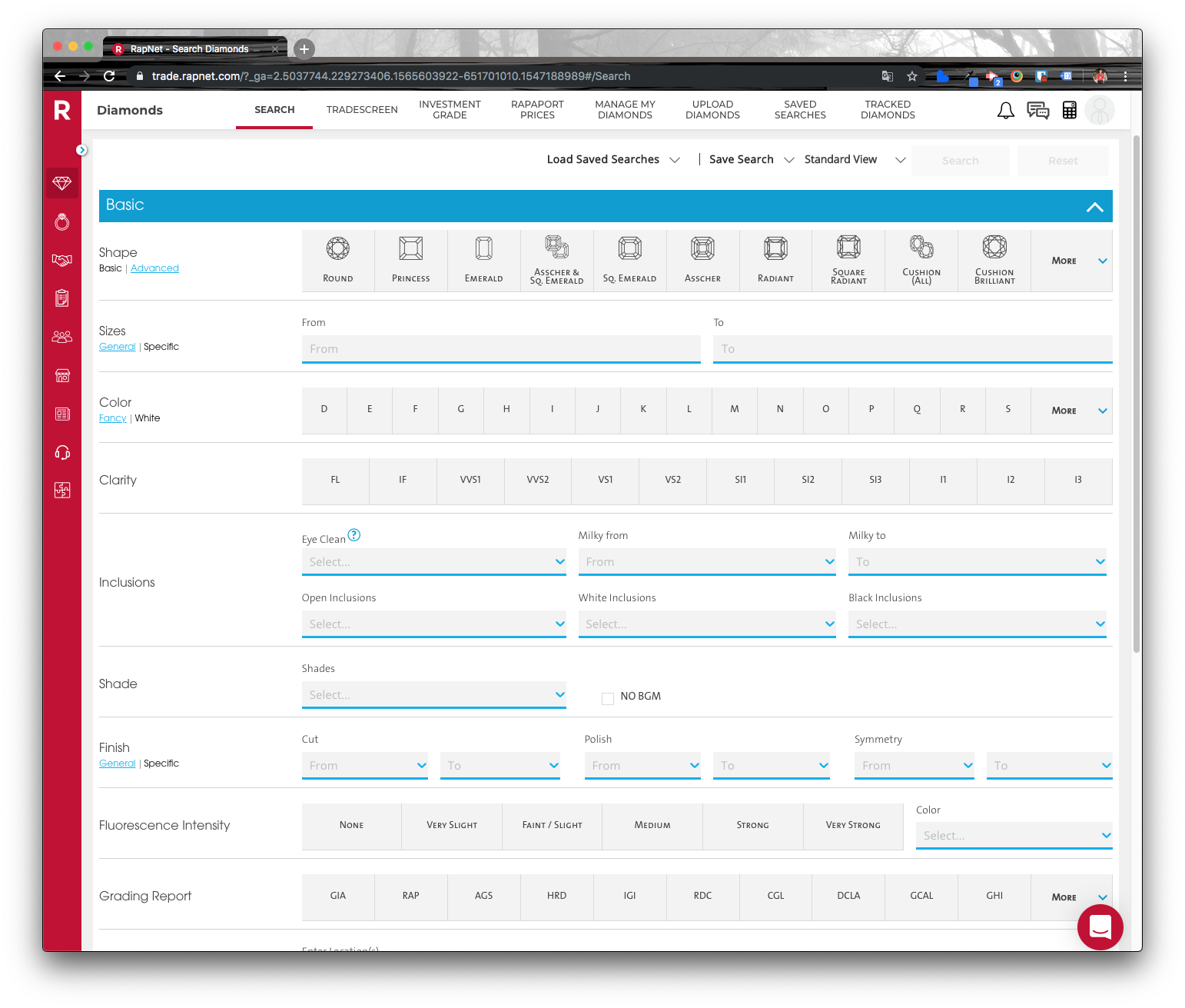 RapNet Search page