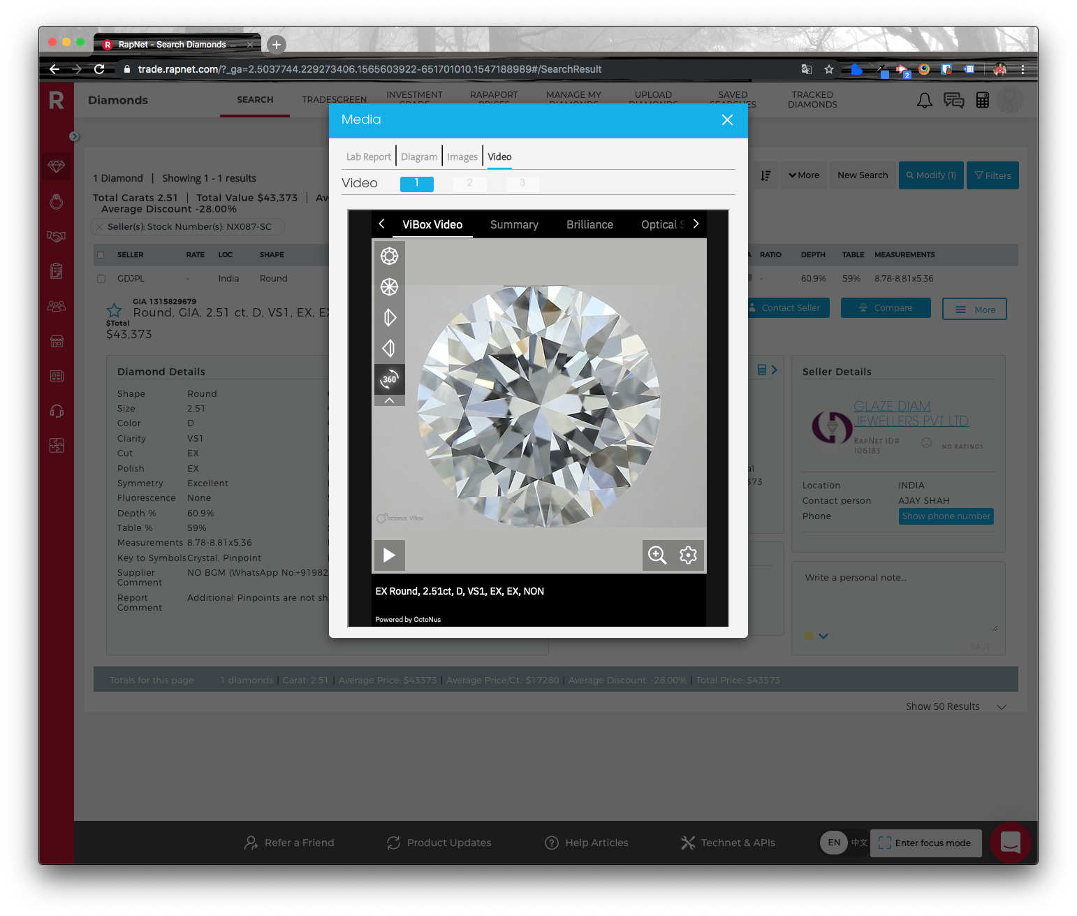 Cutwise Widget open on RapNet